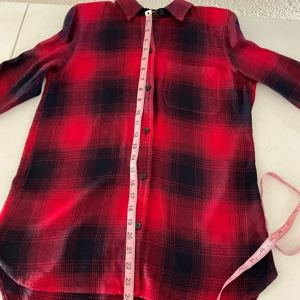 Madewell Classic Ex-Boyfriend Flannel Shirt Red/Blue Wilder Plaid Women’s Sz XS - Picture 8 of 14